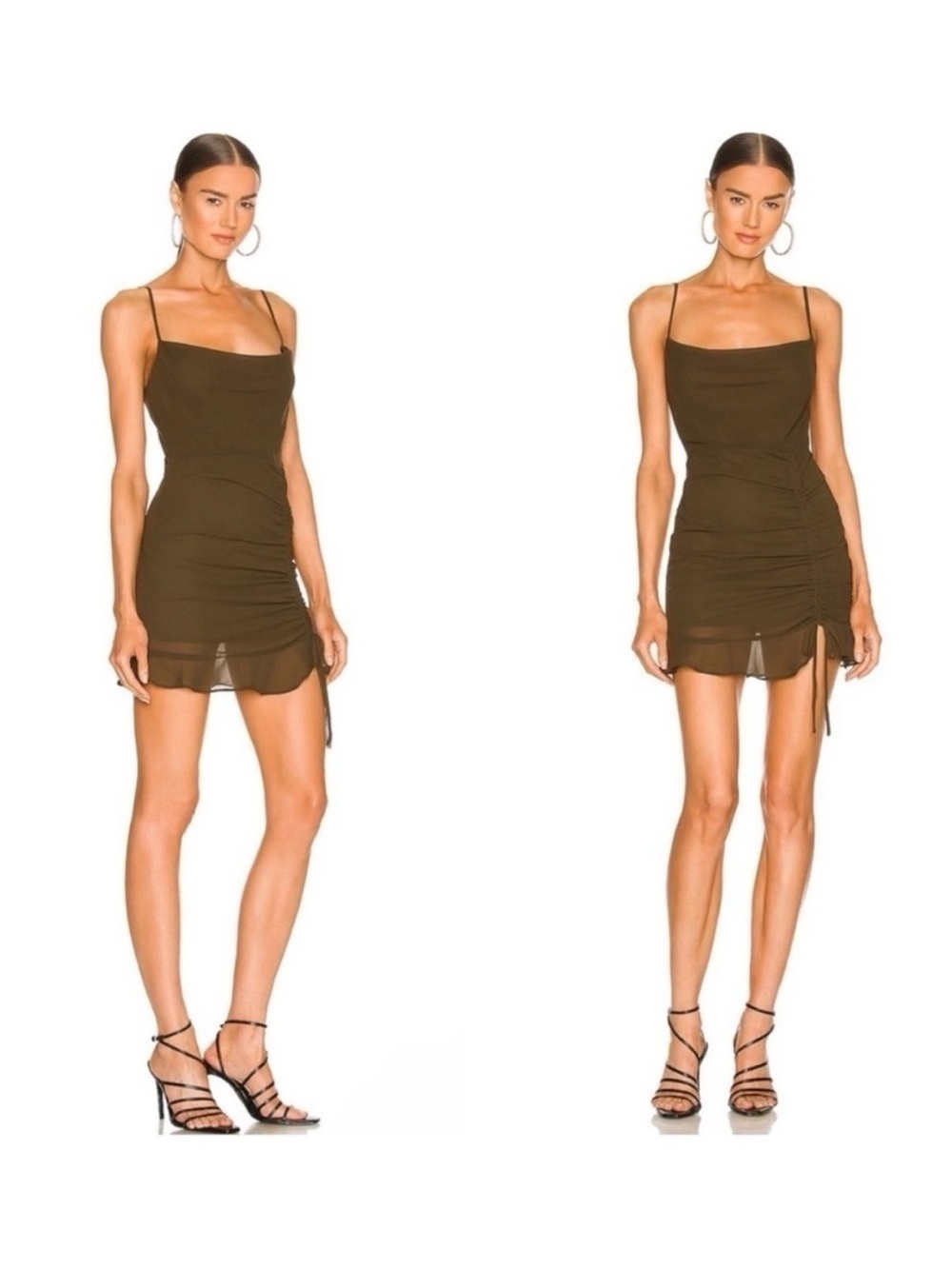 Mileva Ruched Mini Dress in Olive